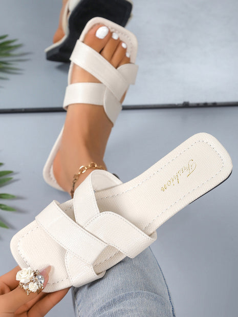 Zapato plano de cuero con punta cuadrada