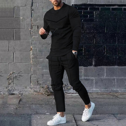 Round Neck Long Sleeve T-shirt Trousers Suit
