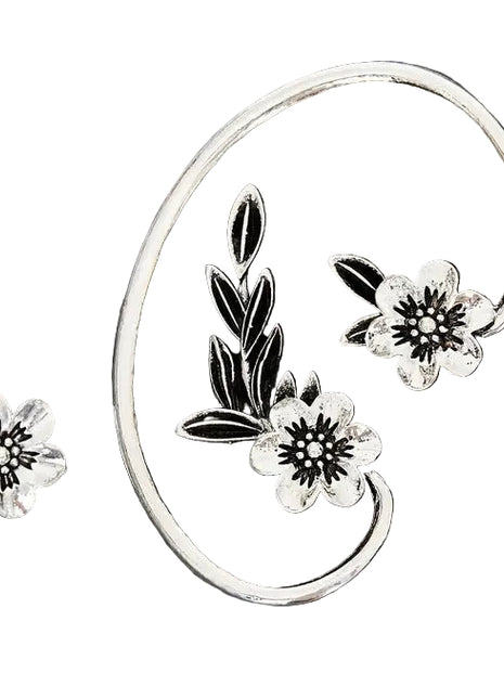 Vintage Asymmetric Flower 2 pcs Ear Bone