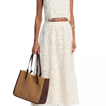 White Sleeveless Top & Skirt Set