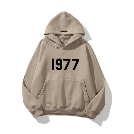 Fashion High Street Loose Fleece-lined 1977 Hoodies