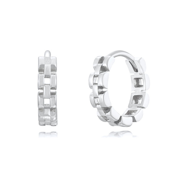 Sterling Silver Needle Street Fashion Geometry Pattern Round Earrings