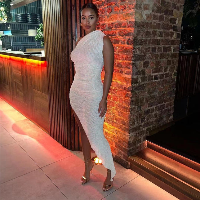 Shoulder Sleeve Irregular Hem Dress