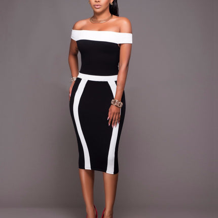 Off-the-shoulder Slim-fit Sheath Dress