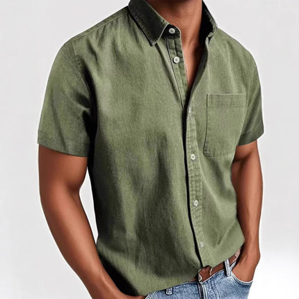 Single-breasted Shirt Men's Short Sleeve