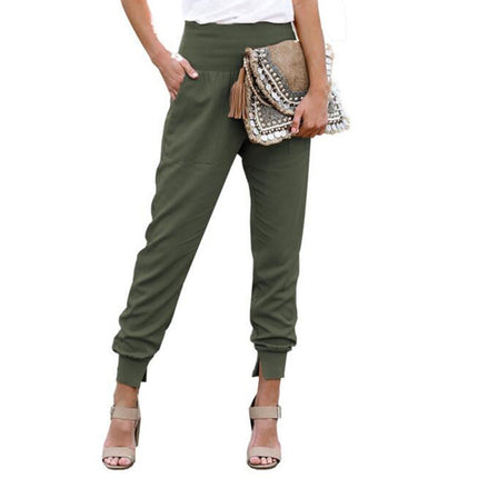 High Waist Cropped Trousers with Slits