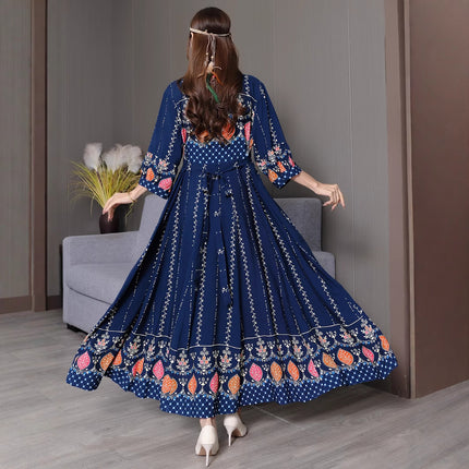 Bohemian Ethnic Style Embroidered Large Swing Dress