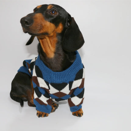 Pet Clothes Blue Coffee Rhombus Sweater