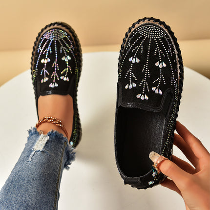 Slip-on Rhinestone Thick Bottom Shoes