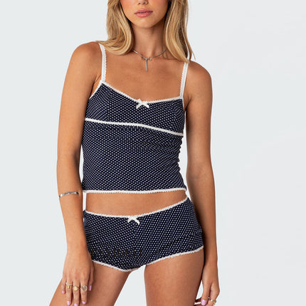 Lace Stitching Two-Piece Pyjamas Set