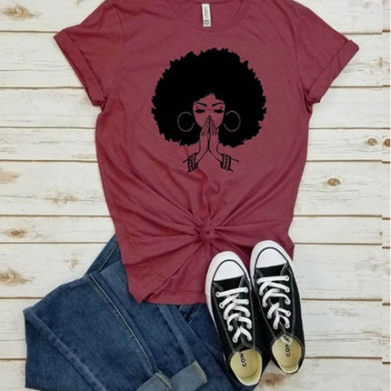 Afro Lady Graphic Casual T-Shirt