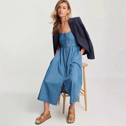 High Waist Denim Dress