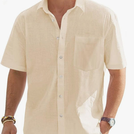 Cotton And Linen Short Sleeve Shirt