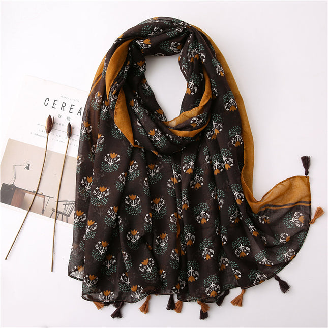 Japanese Style Artistic Cotton and Linen Scarf Bohemian Cashew