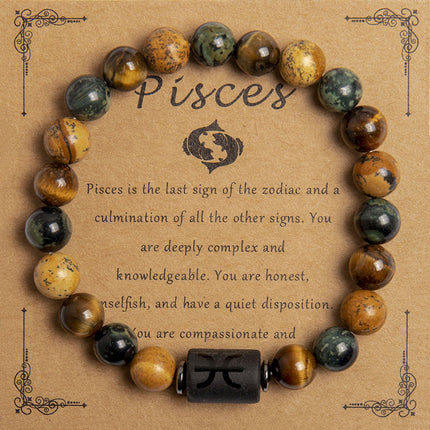 Natural Tiger Eye Zodiac Beaded Bracelet