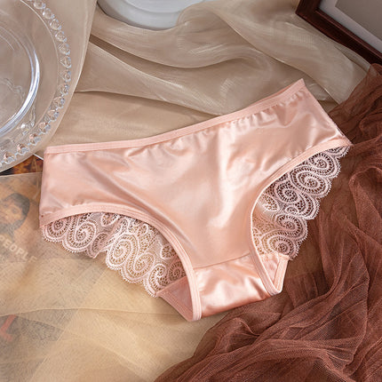 Lace Pansy Cross Strap Breathable Low Waist Briefs