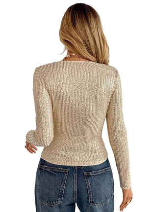 New Shiny Sequin Long-sleeve T-shirt Top