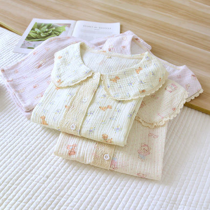 Casual Double-layer Cotton Yarn Pyjamas