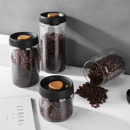 Vacuum Airtight Sealed Glass Jar for Coffee Beans Canister Kitchen Food Grains Candy Keep Fresh and Good