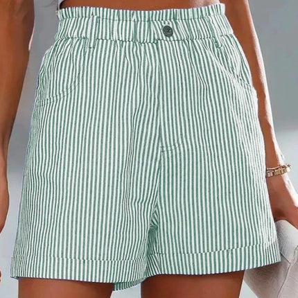 Fashion Ladies Non-stretch Stripe Shorts