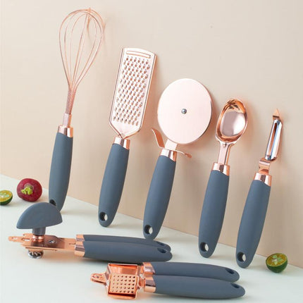 Copper Plated Set of 7 Kitchen Utensils