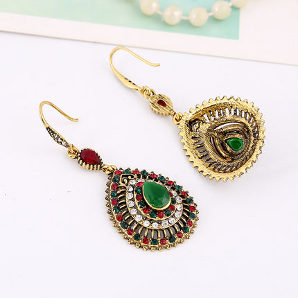 Ethnic Style Full Diamond Drop-shaped Alloy Earrings