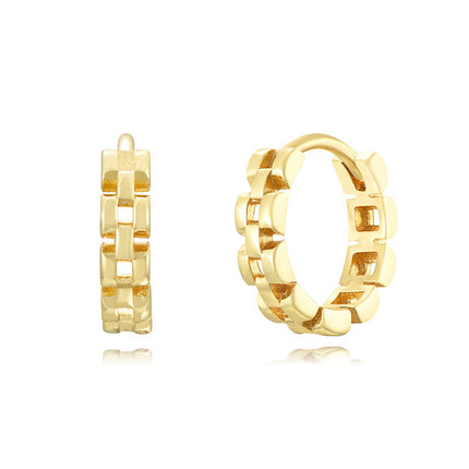 Sterling Silver Needle Street Fashion Geometry Pattern Round Earrings