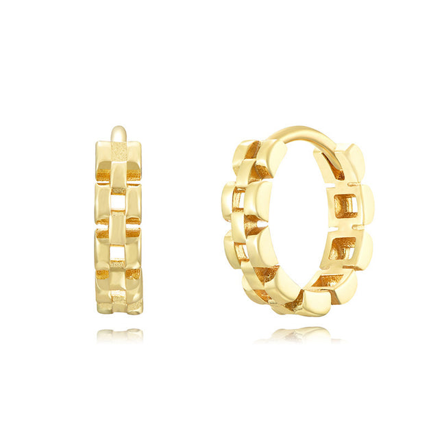 Sterling Silver Needle Street Fashion Geometry Pattern Round Earrings