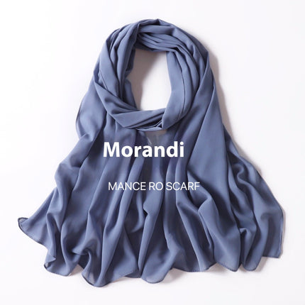 Pure Color Pearl Chiffon Scarf Headcloth Veil Chiffon Scarf