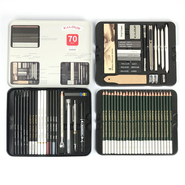 70pcs Sketch Pencil Set with Iron Box
