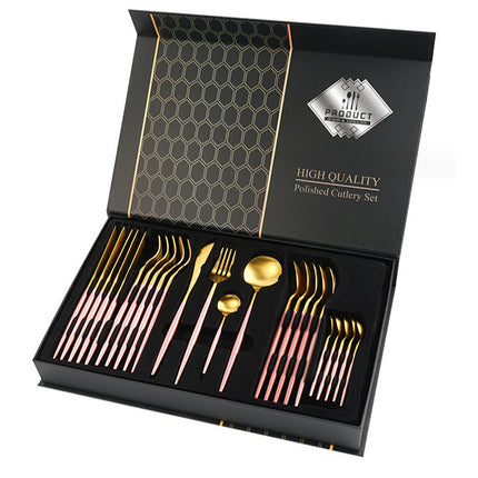Stainless Steel Tableware 24-piece Set with Gift Box