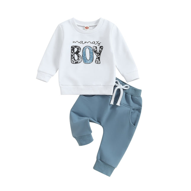 Sports Style Baby Boy Letter Pullover & Pants Set - (Height 70–110 cm)