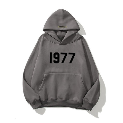 Fashion High Street Loose Fleece-lined 1977 Hoodies