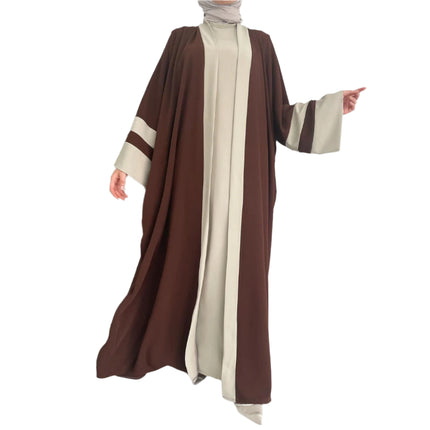 Elegant Brown Abaya with Headscarf