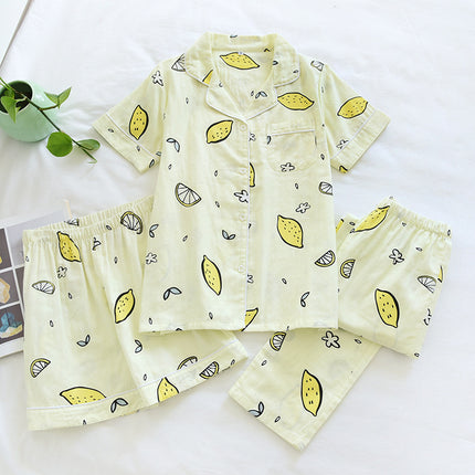 3 Pieces Sweet Gauze Cotton Pyjama Set
