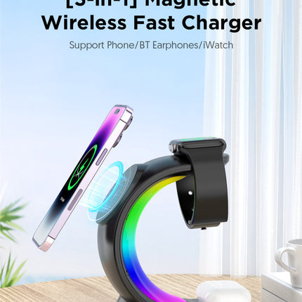 3 In 1 Magnetic Wireless Fast Charging for iPhone, Watch, Earbud