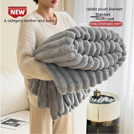 Soft Wind Bubble Blanket Rabbit Fur Double-sided Thickening Cover