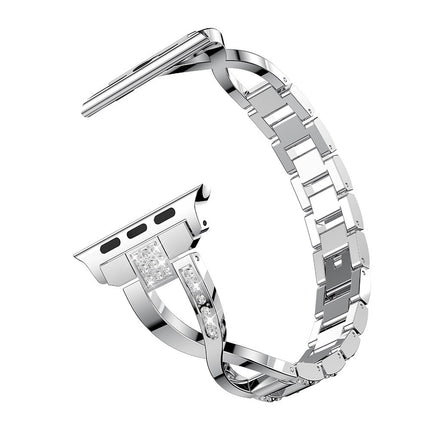 X-shaped Chain Metal Diamond Watch Band Applicable to Apple