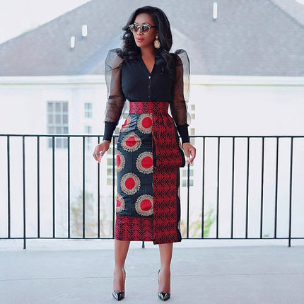 African Style High Waist Elastic Hip Slim Fit Skirt