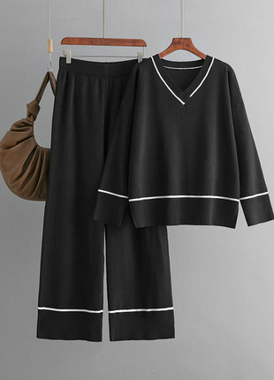 Loose Casual Knitted Sweater Pullover Two-piece Set