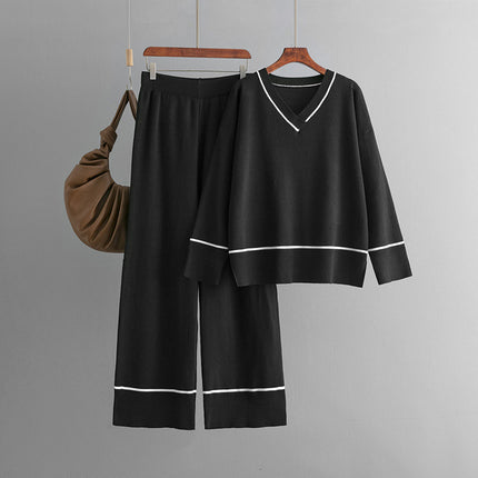 New Loose Casual Knitted Sweater Pullover Two-piece Set