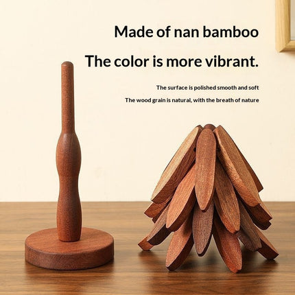 Tree-Shaped Wooden Trivet Stand – Heat-Resistant Decorative Table Mat & Pot Insulation Pad