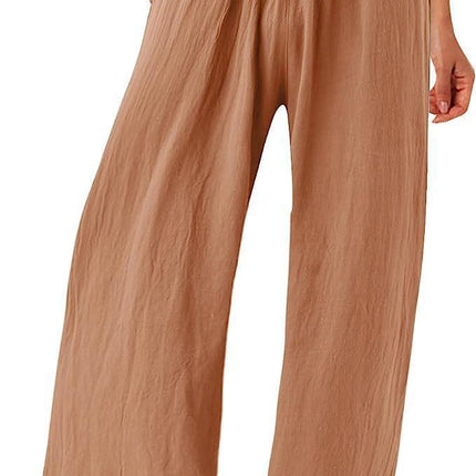 Cotton And Linen Wide-leg Casual Trousers