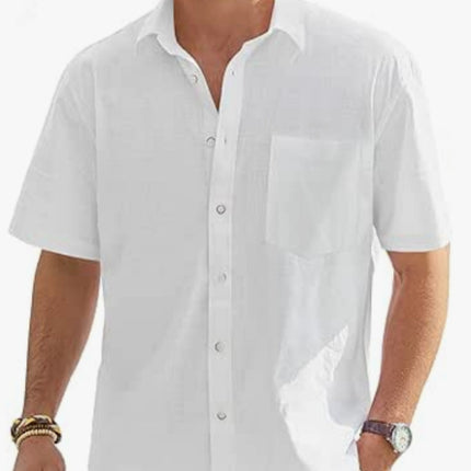 Cotton And Linen Short Sleeve Shirt