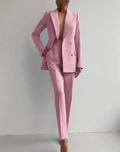 Trajes de negocios Chaqueta de manga larga de un solo botón y pantalones ajustados