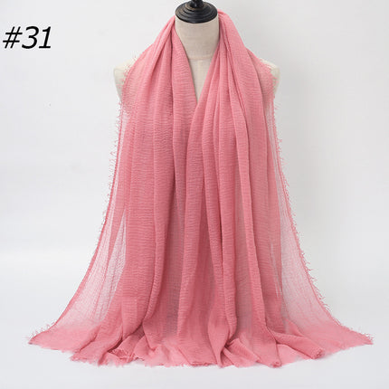 Pure Color Pleated Cotton Scarf Cotton And Linen Scarf
