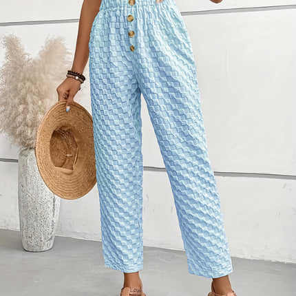 Slim-fit Buttoned Straight Loose Trousers