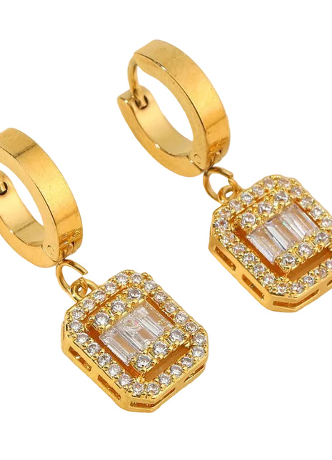 Buckle Design Sugar Cube Titanium Earrings