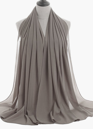 حجاب وشاح شيفون لؤلؤي أحادي اللون 70 × 180 سم