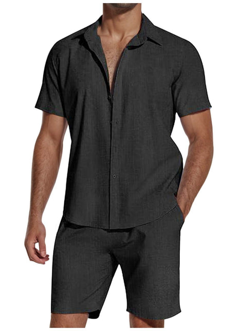 Traje de Lino de Manga Corta y Pantalón